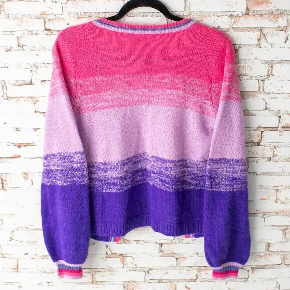 Lilly‎ Pulitzer Women's Small Cardigan Sweater Pink Purple Ombre Knit - Picture 8 of 10